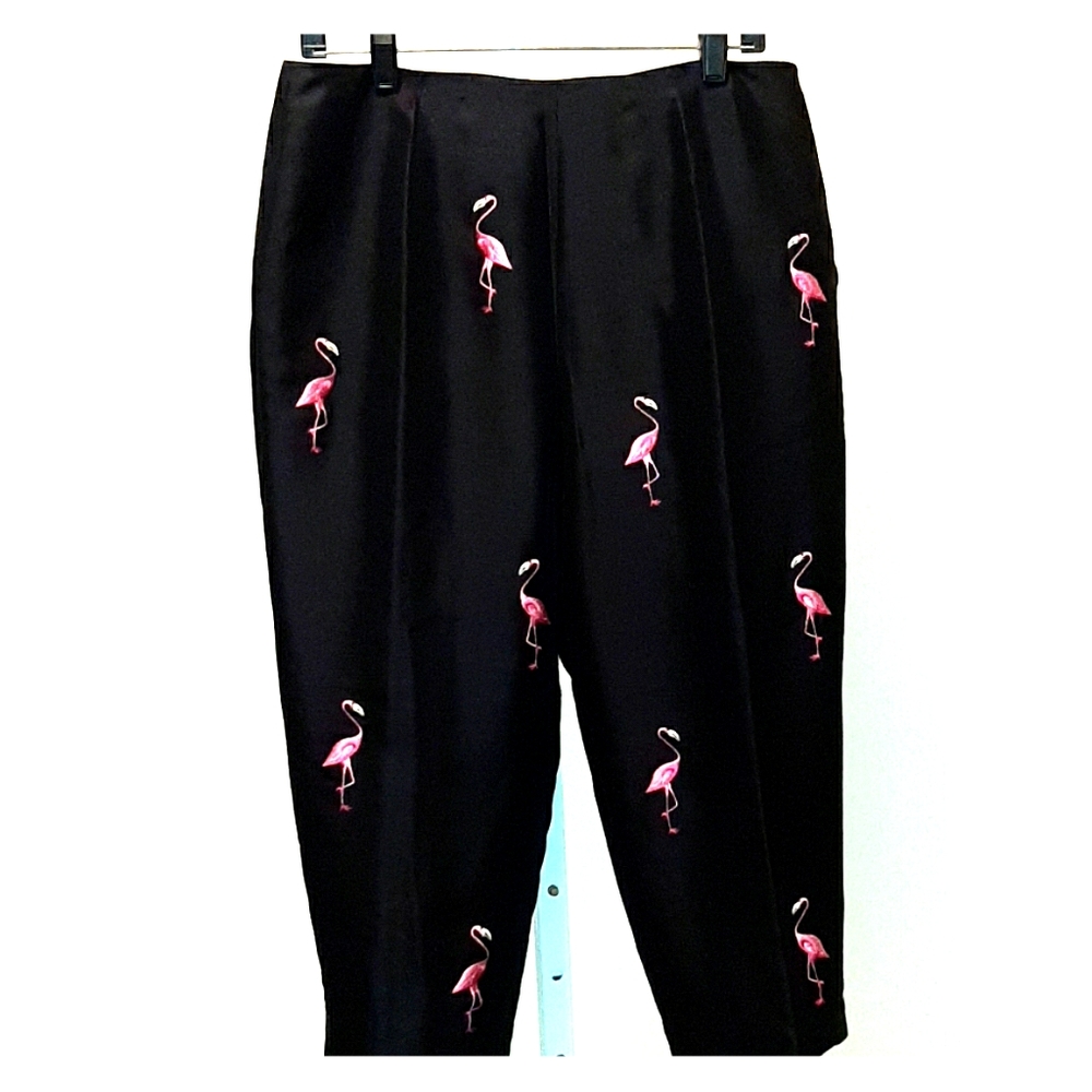 S. L. B. PETITES BLACK SILK CROP PANTS